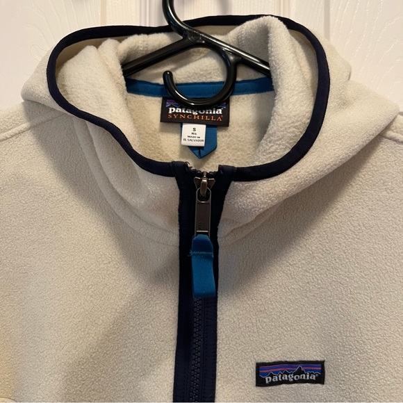 Patagonia Fleece zip up jacket cream navy blue size small - Picture 2 of 3